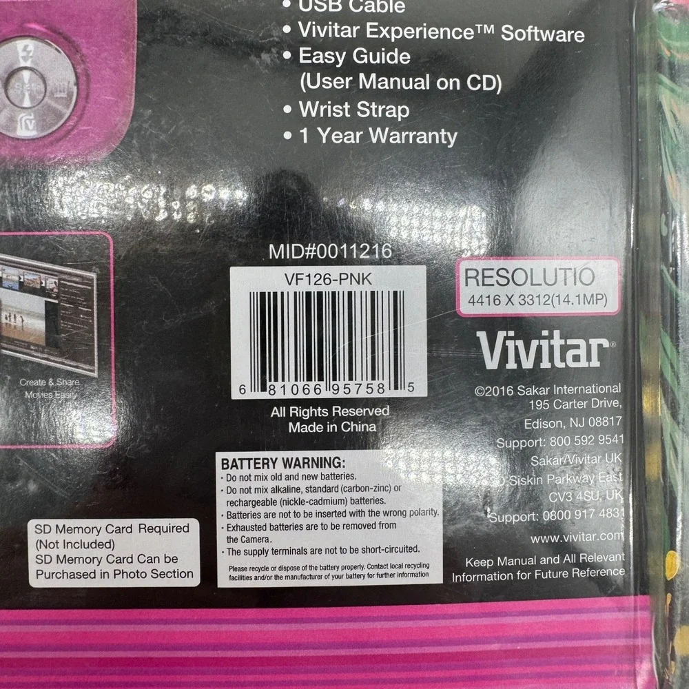 Vivitar ViviCam F126 Digital Camera Pink 14.1MP 1.8